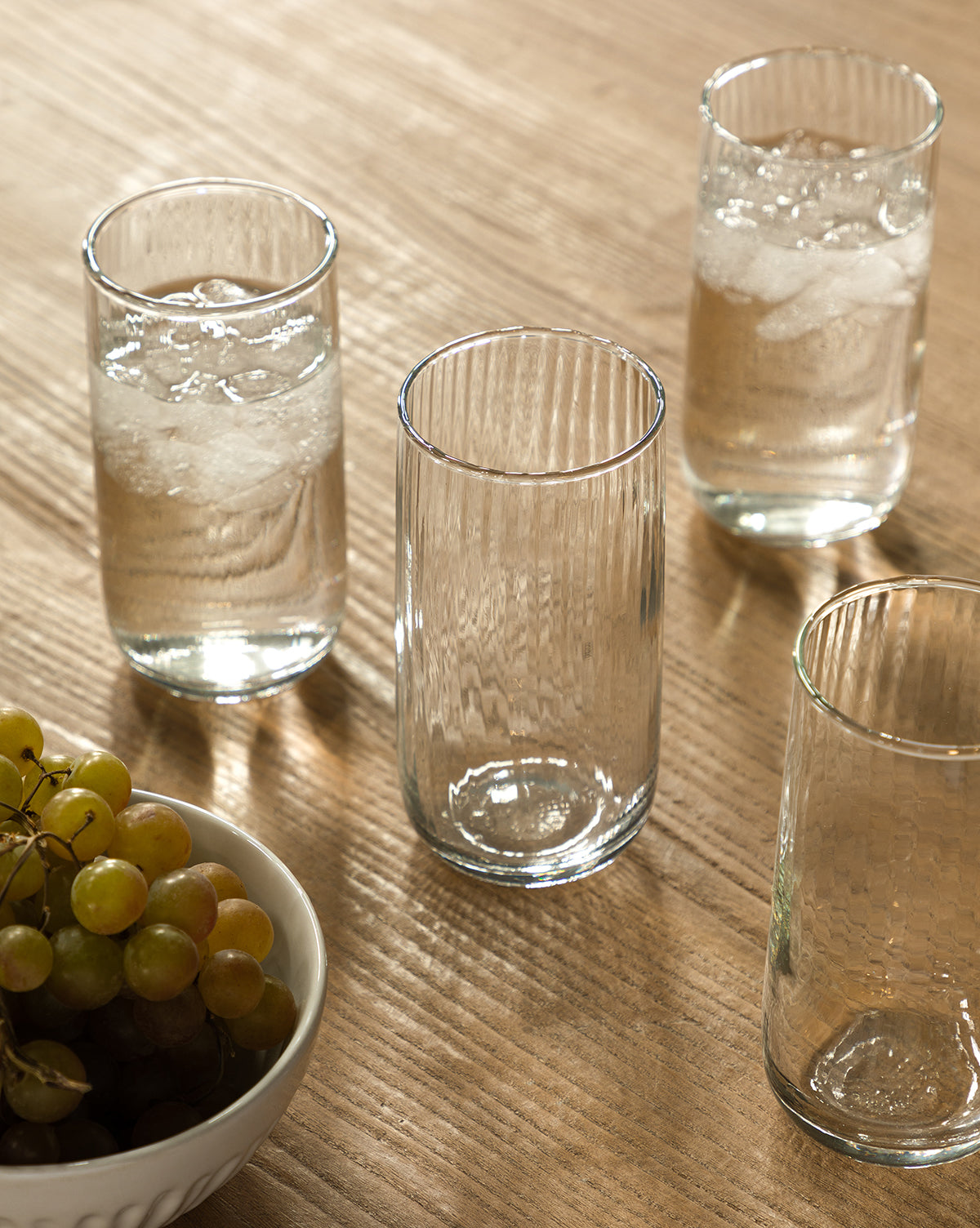 Ribbed Tall Drinking Glasses (Set of 4)