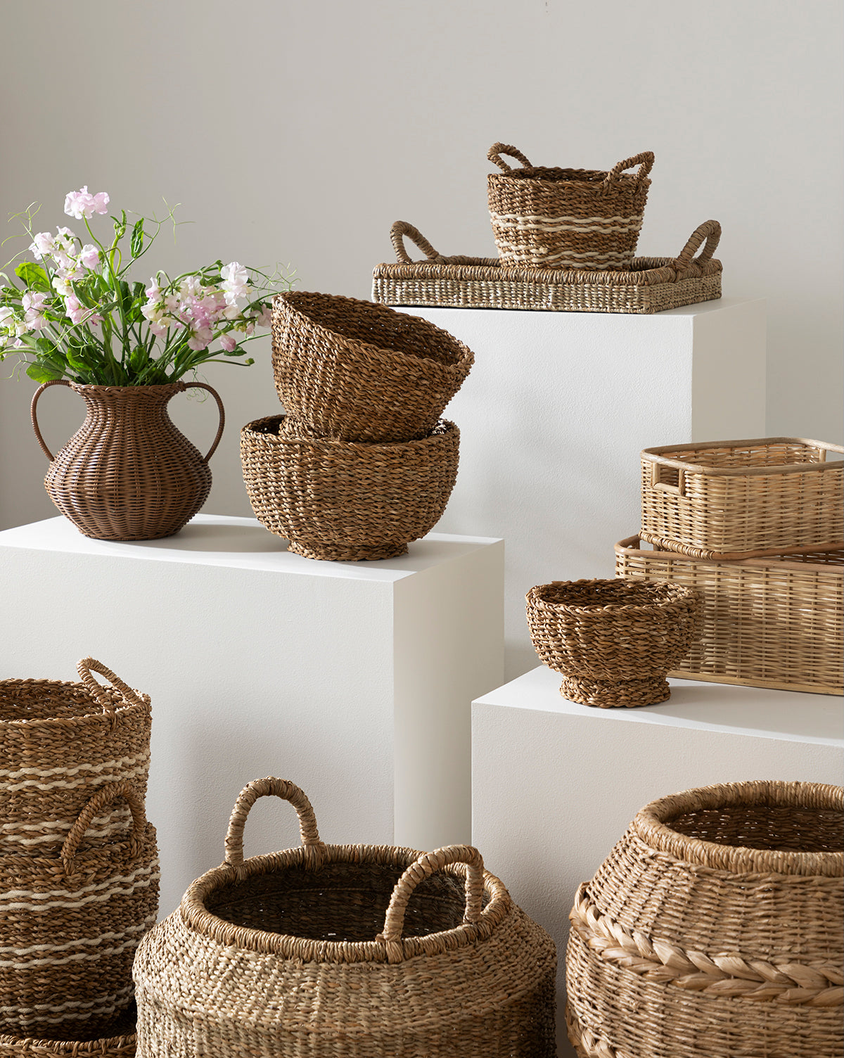 AMUSE SOCIETY Palm Woven Basket retailer in Natural