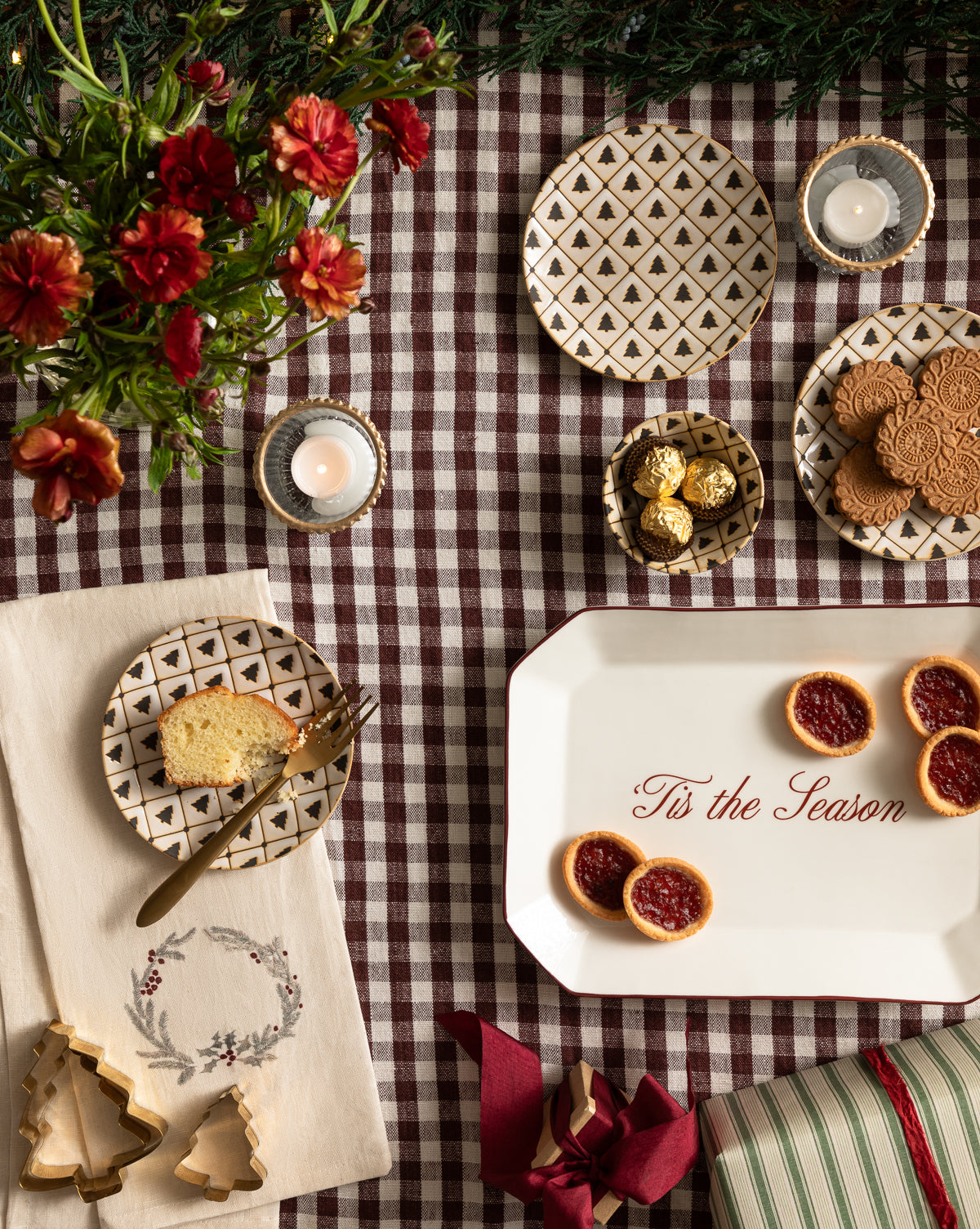 Glazed Stoneware Holiday Dessert Bowls (Set of 4)