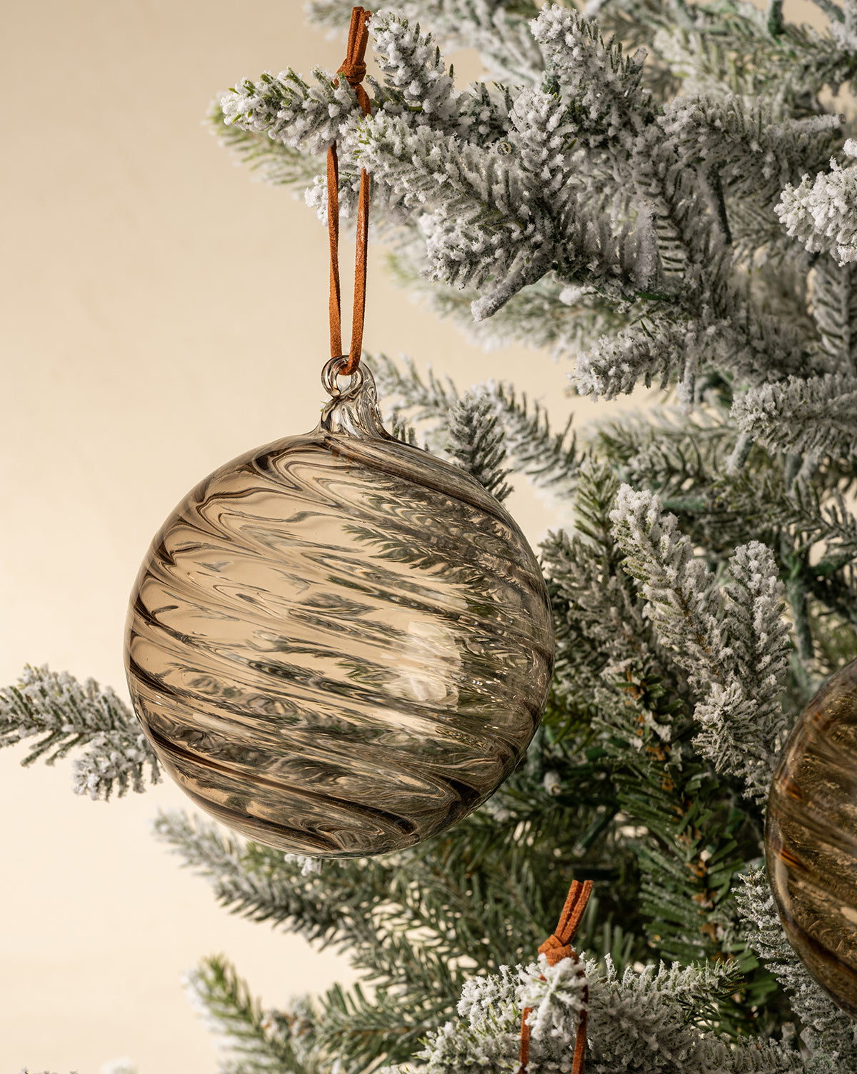 Blown Glass 4" Taupe Ornaments (Set of 3)