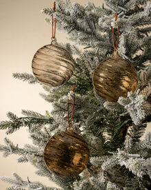 Blown Glass 4" Taupe Ornaments (Set of 3)