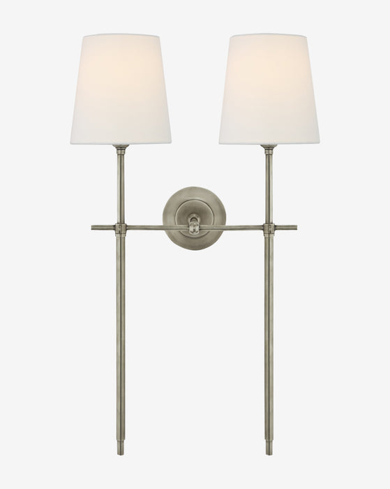 Bryant Large Double Tail Sconce in Hand-Rubbed Antique Brass with Natural  Paper Shades - Lighting - Laura of Pembroke