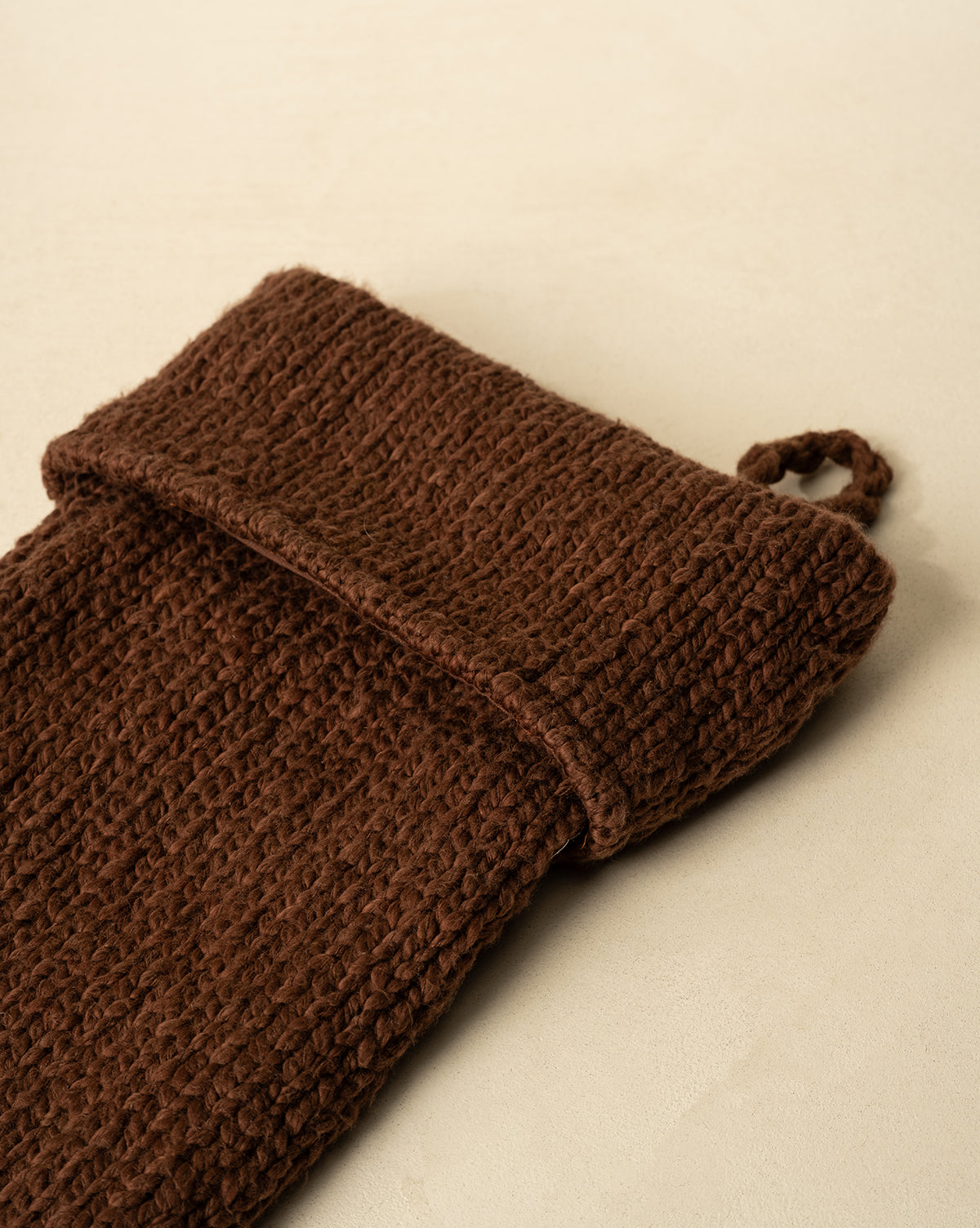 Cozy Knit Stocking in Deep Brown