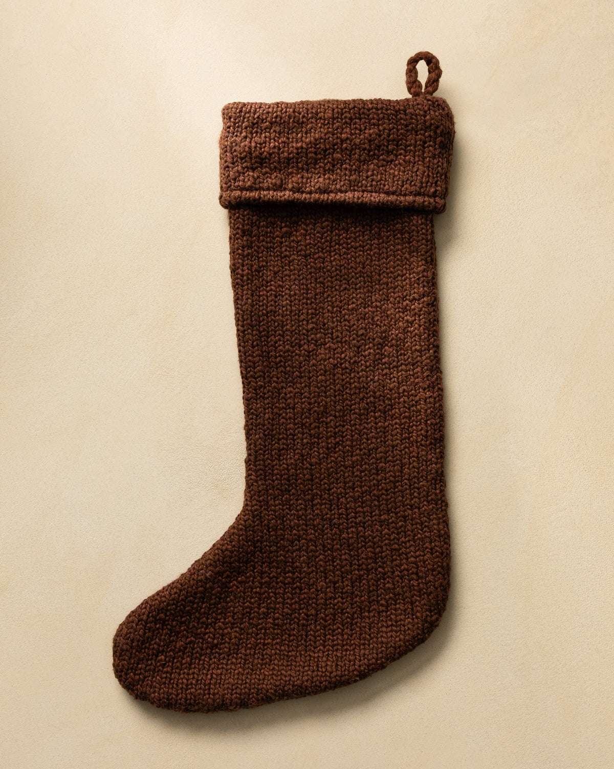 Cozy Knit Stocking in Deep Brown