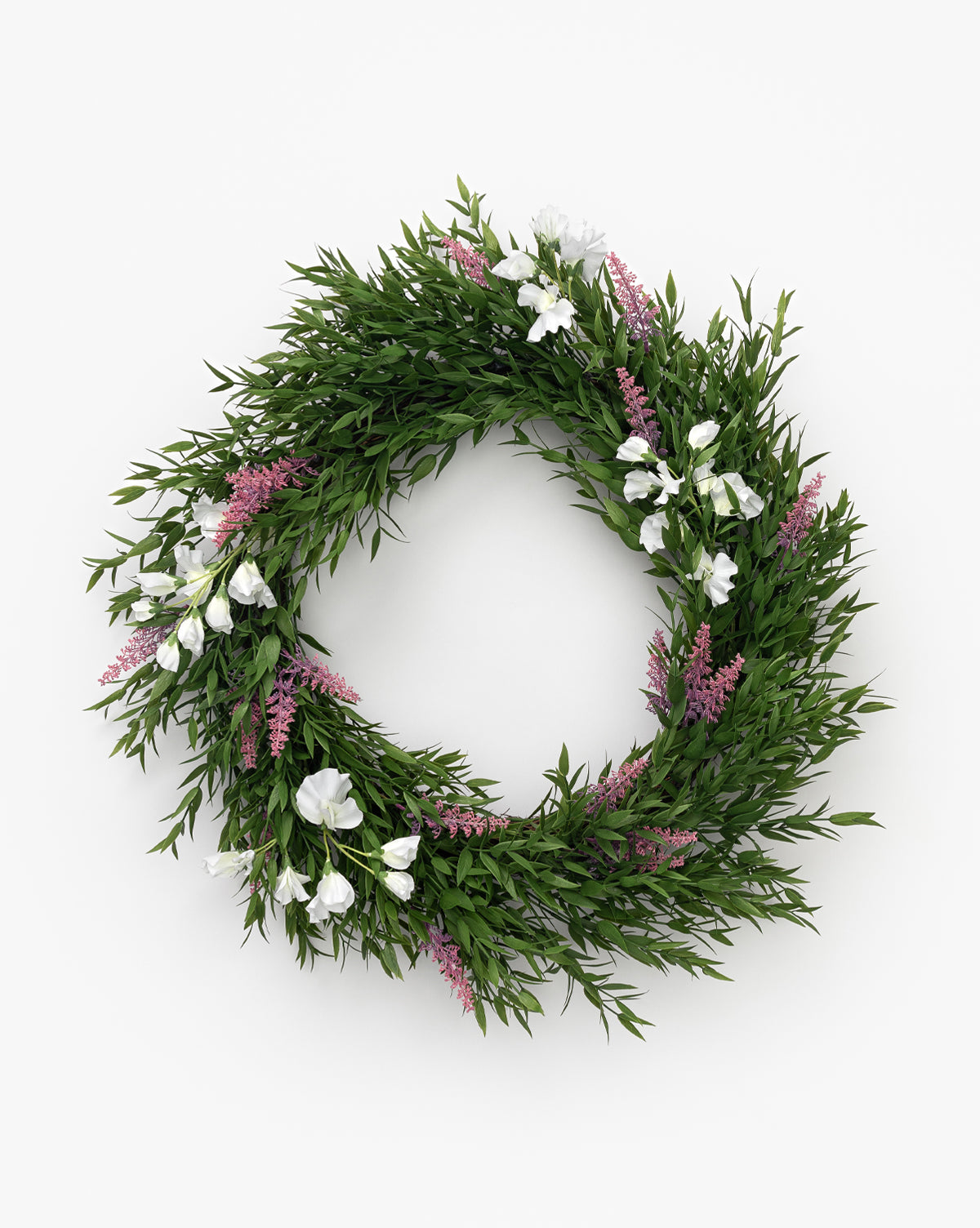 McGee & Co. faux bamboo and sweet pea spring wreath.