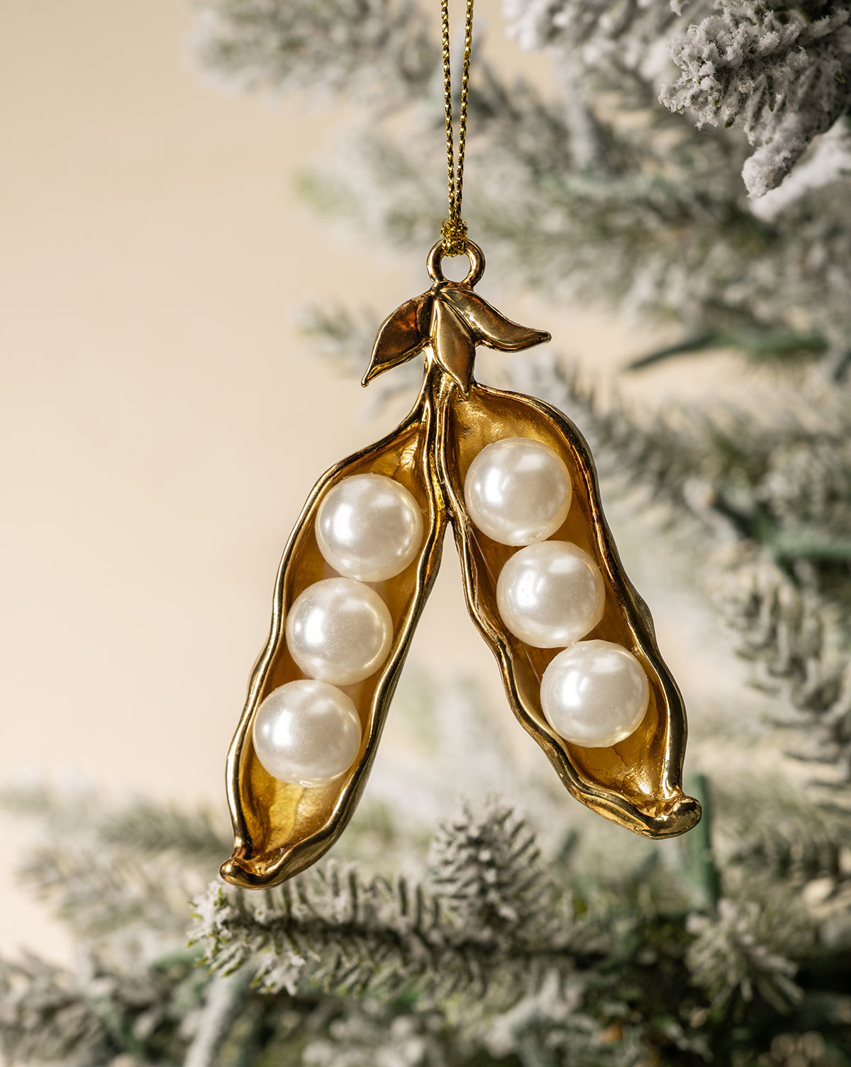 Faux Pearl Pea Pod Ornament