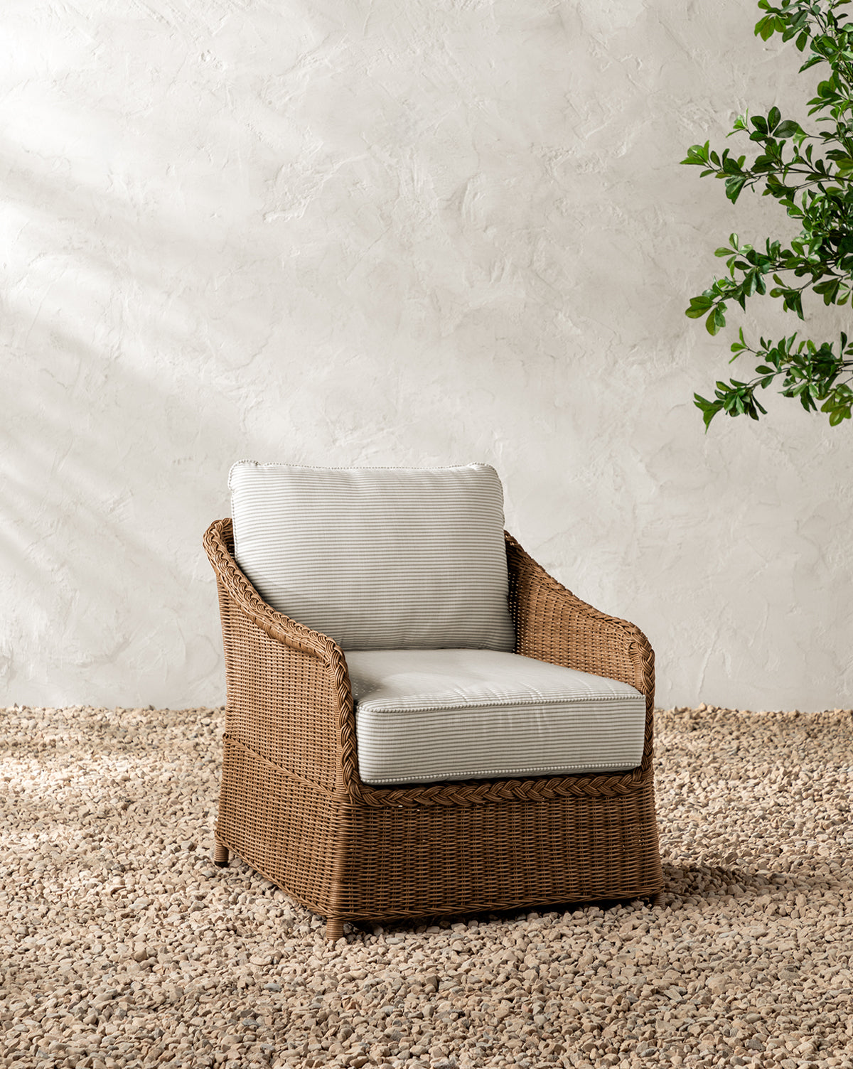 Haviland Outdoor Lounge Chair with Perennials Taupe Stripe