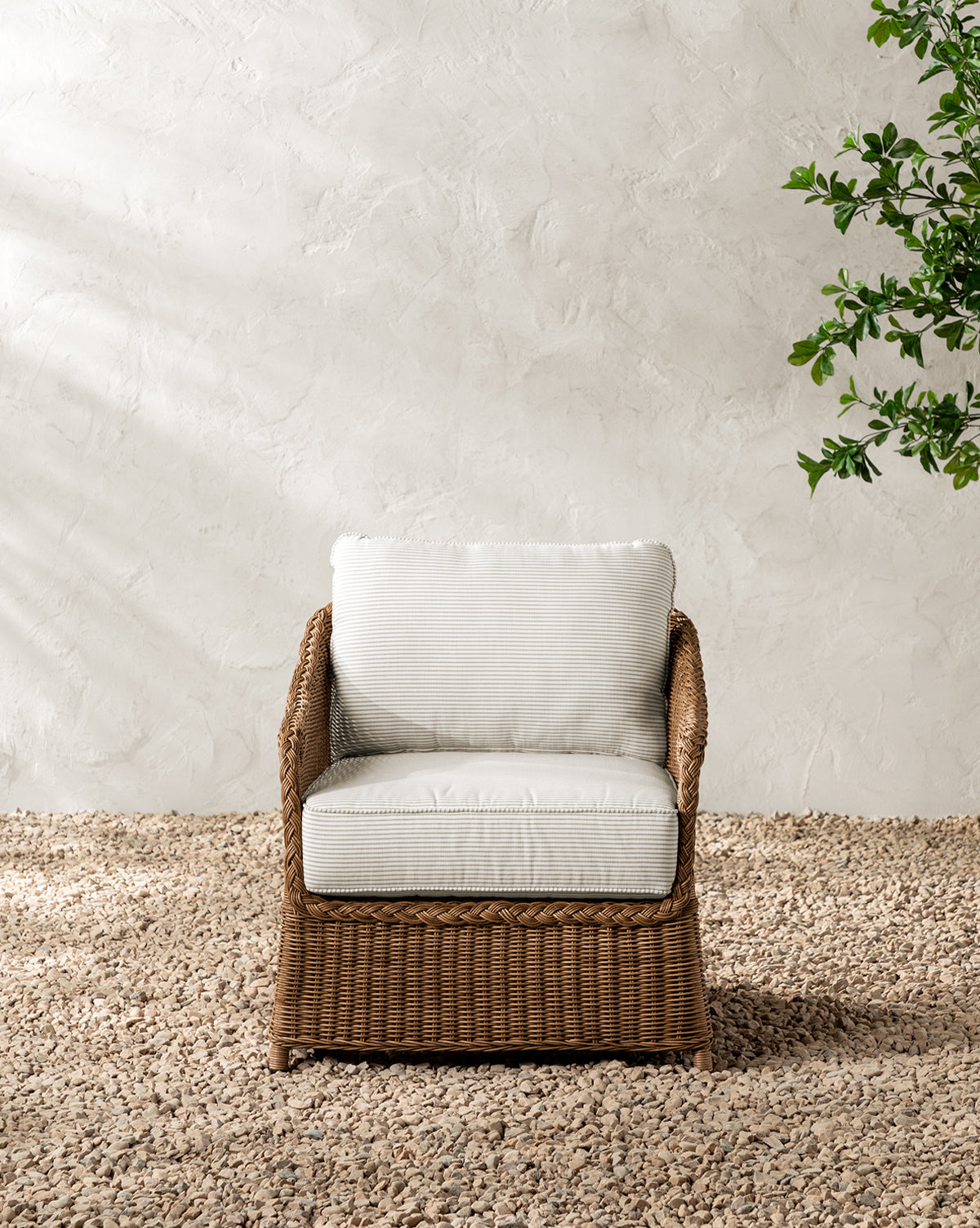 Haviland Outdoor Lounge Chair with Perennials Taupe Stripe