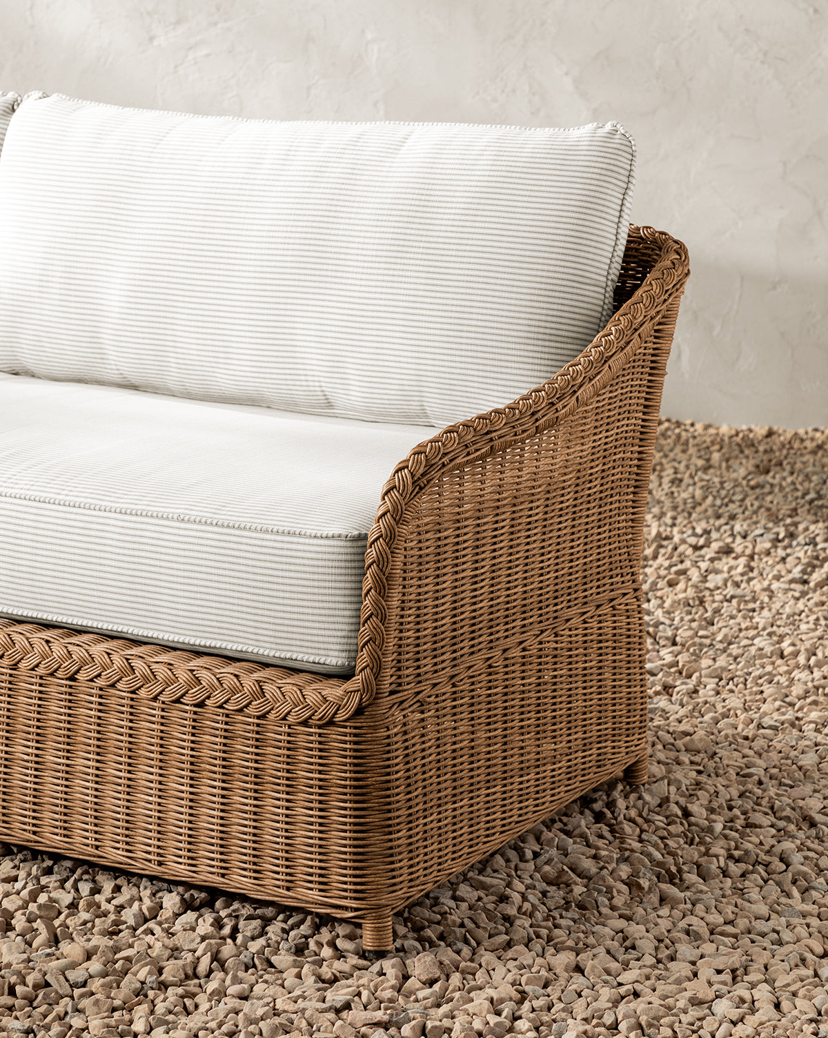 Haviland Outdoor Sofa with Perennials Taupe Stripe 88"