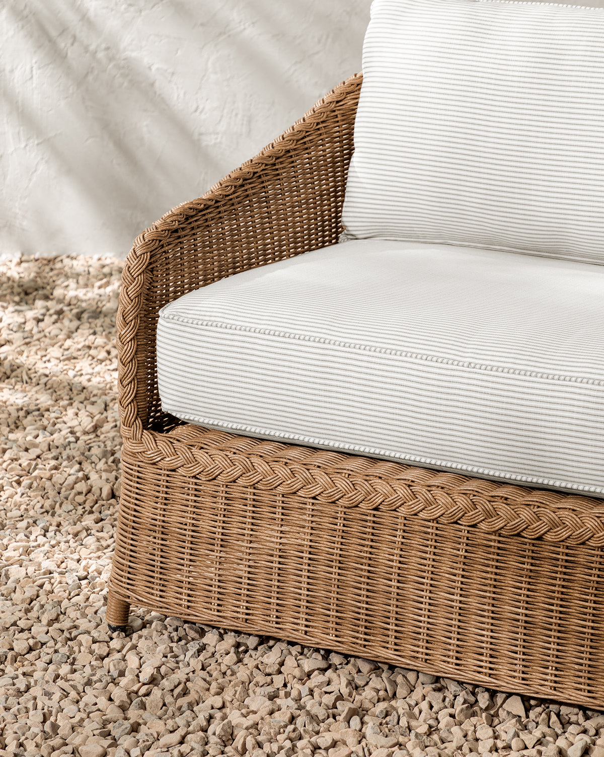 Haviland Outdoor Sofa with Perennials Taupe Stripe 88"