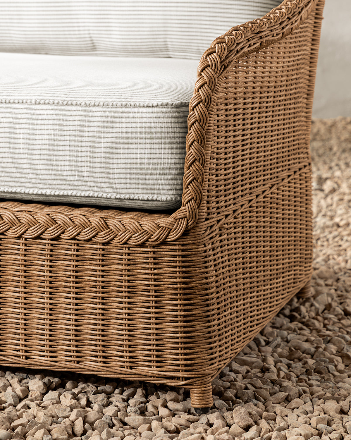 Haviland Outdoor Sofa with Perennials Taupe Stripe