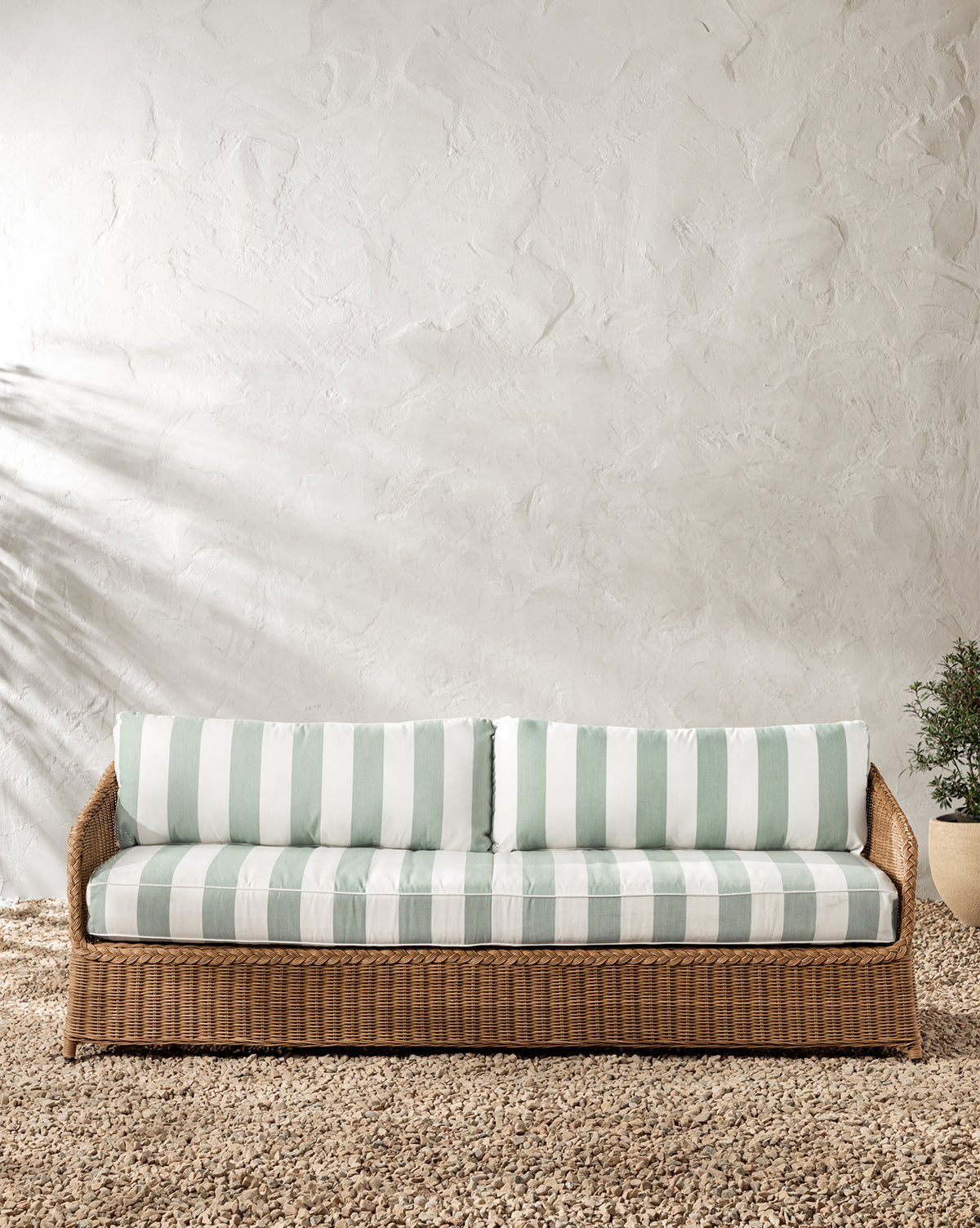 Haviland Outdoor Sofa with Striped Cushions 88"