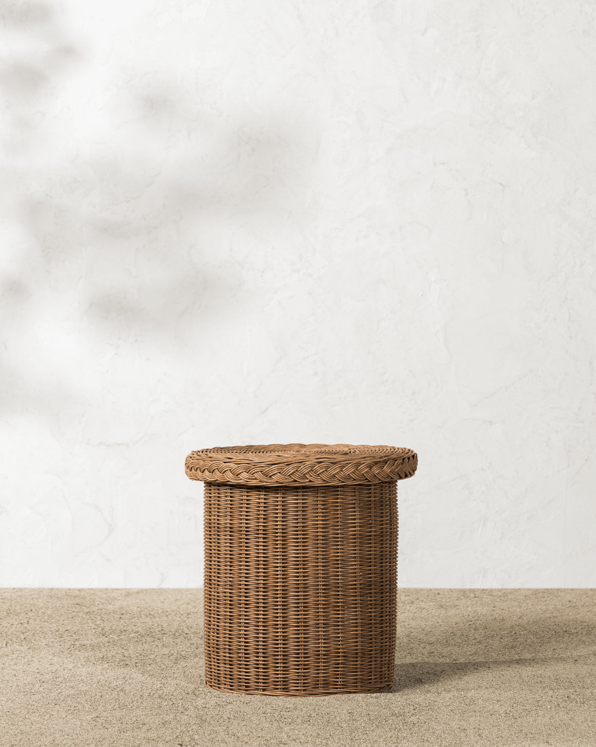 wicker side table, outdoor wicker side table, round wicker side table, indoor outdoor living spaces