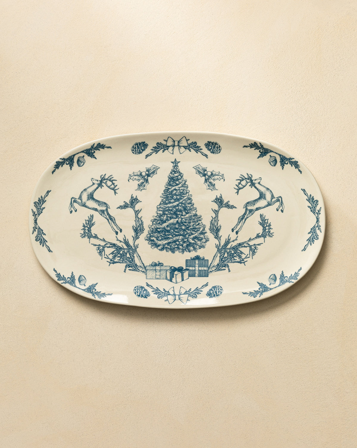 Holiday Oval Stoneware Platter