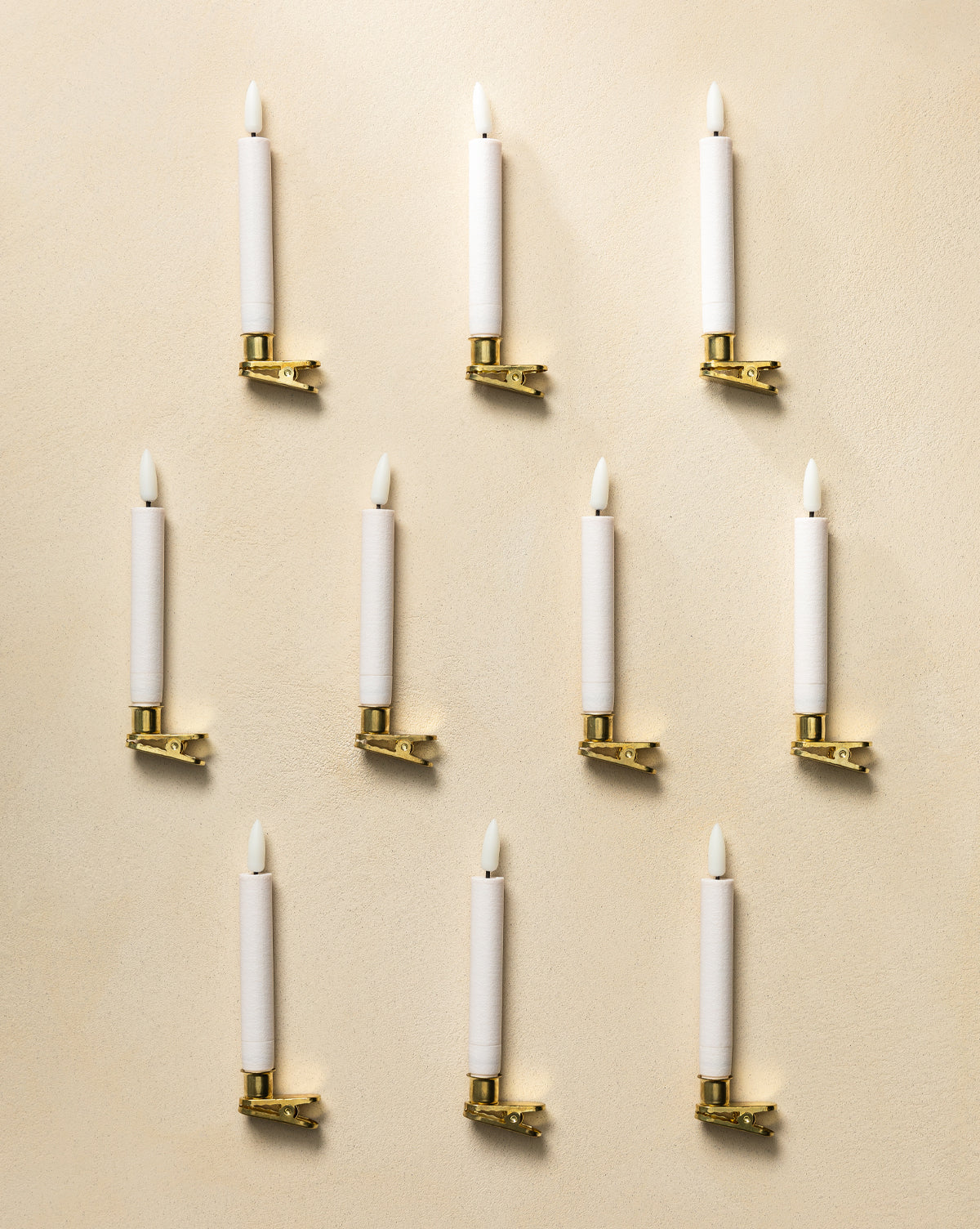 LED Candle Lights with Brass Clip (Set of 10)