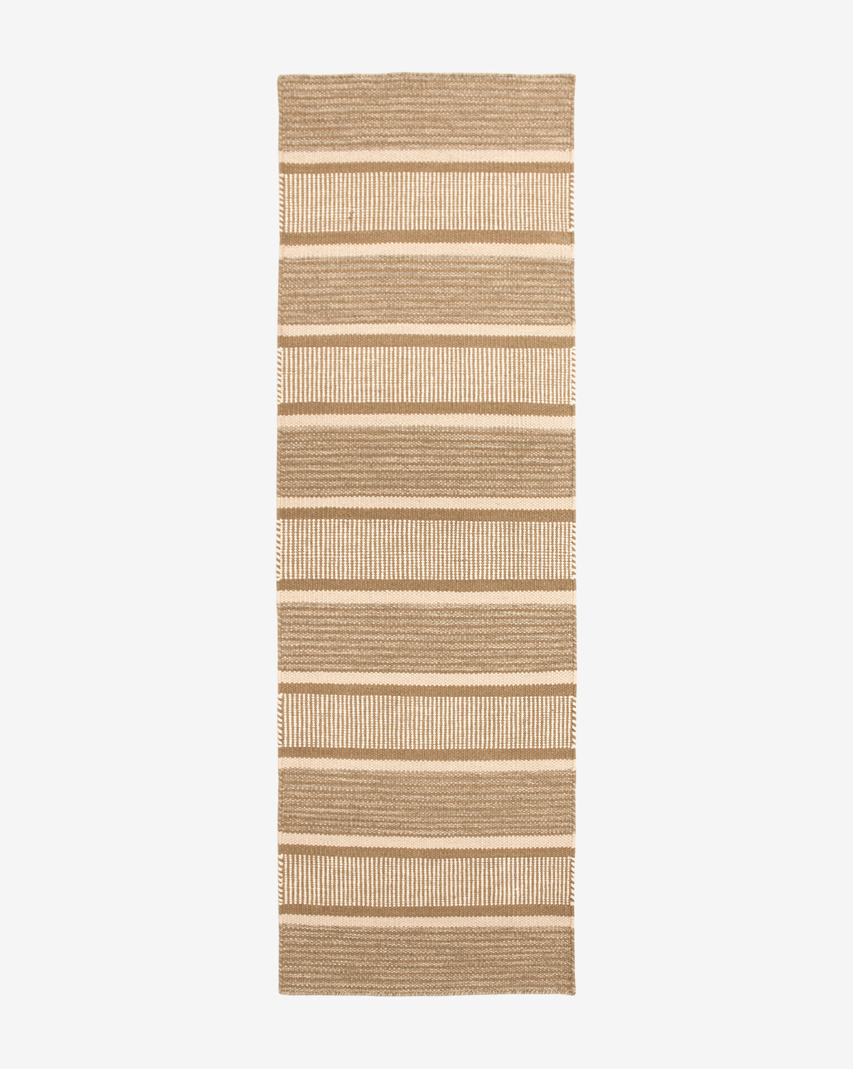 Striped handwoven wool rug runner in natural white, beige cheapest and brown colors for your home decor by Rugs N' Bags