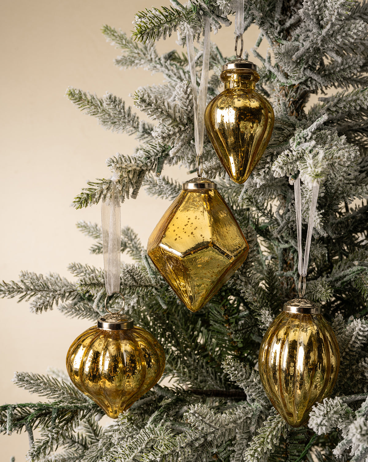 Anthropologie GOLD popular BAUBLE Ball ORNAMENTS set of 6 Glazed Glass & Metal