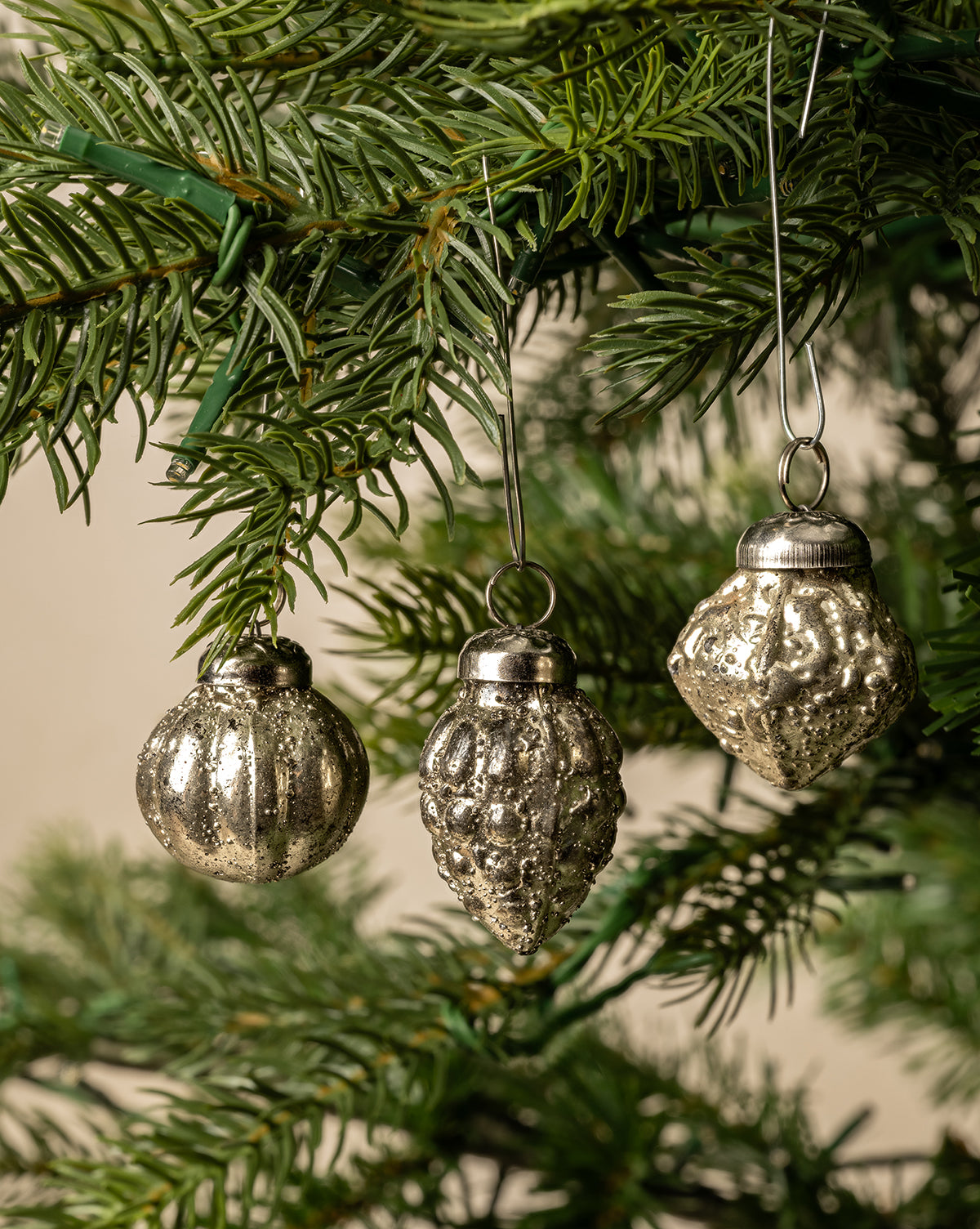 Mini Embossed Mercury Glass Ornaments (Set of 36)