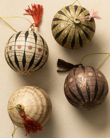 Paper Mache 3" Ornaments (Set of 4)