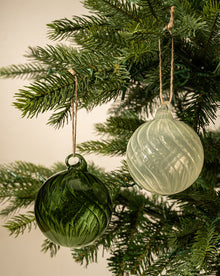 Pine Green & White Mint Assorted Bauble Sets (Set of 12)