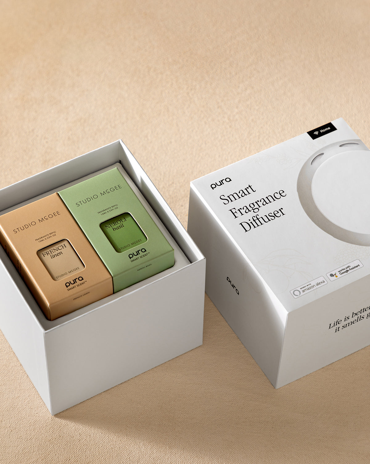 Pura x Studio McGee Diffuser Set - Neroli Basil/French Linen