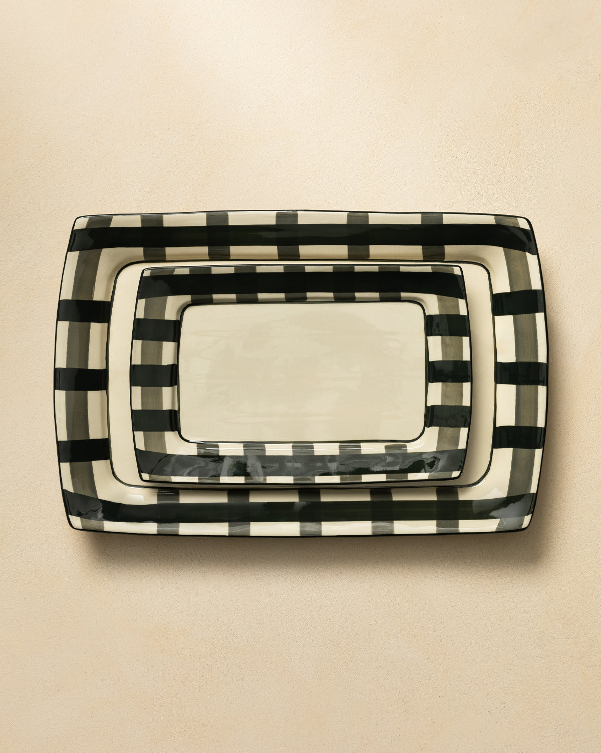 Regis Plaid Bordered Platters (Set of 2)