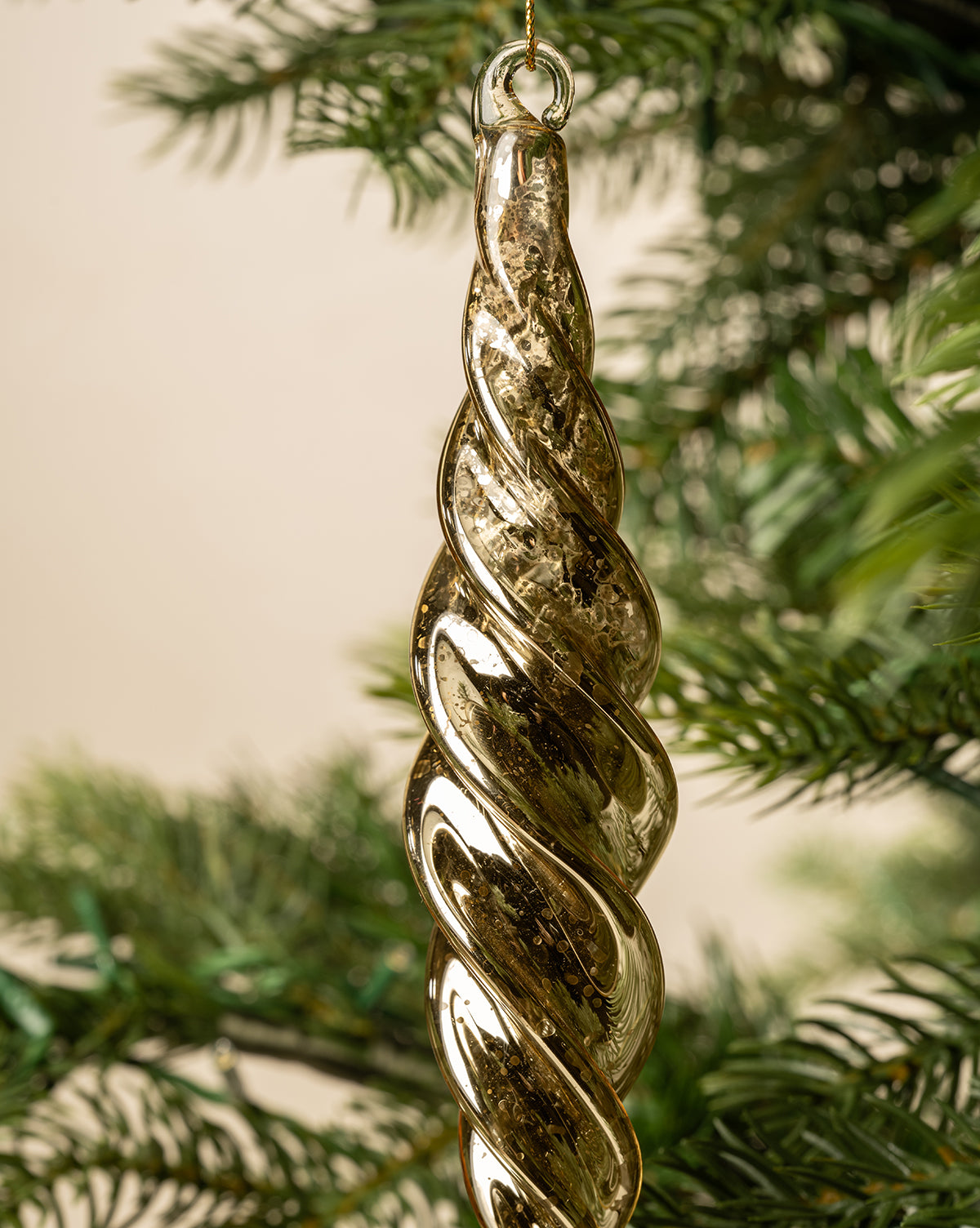 Silver Spiral Glass Ornament