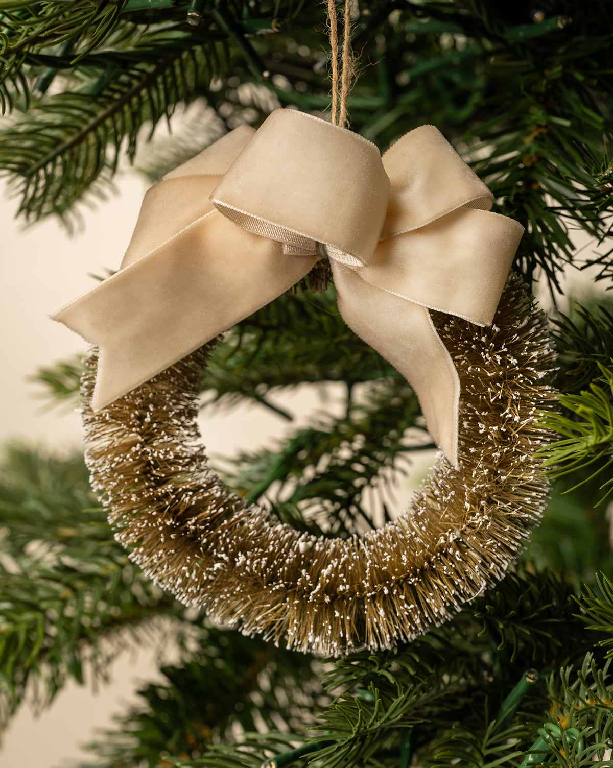 Sisal Wreaths with Velvet Bow (Set of 2)