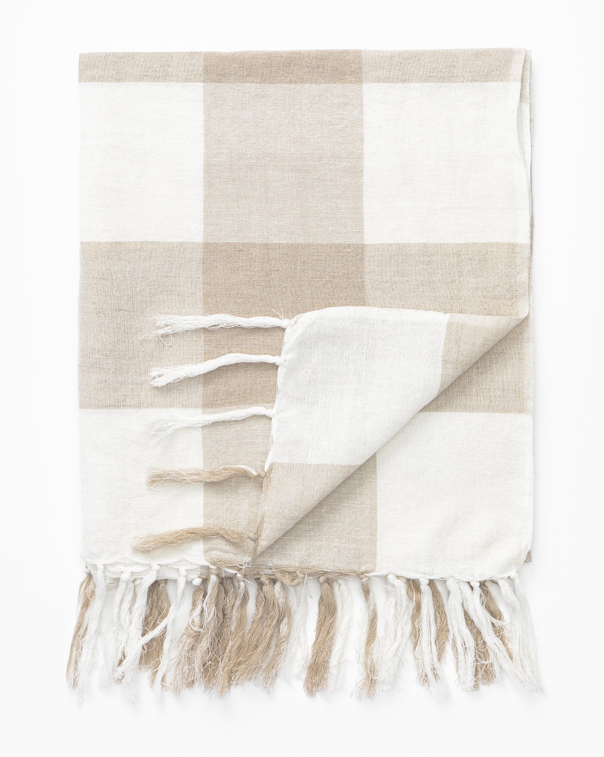 Tan Gingham Throw