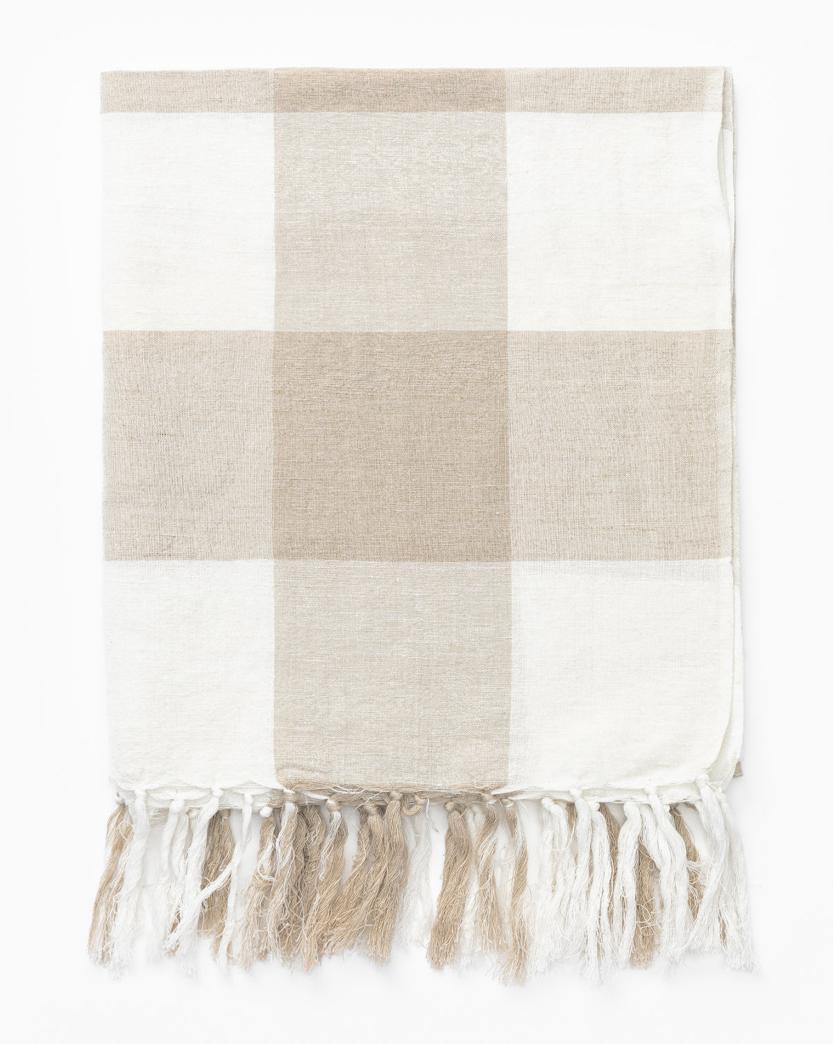 Tan Gingham Throw