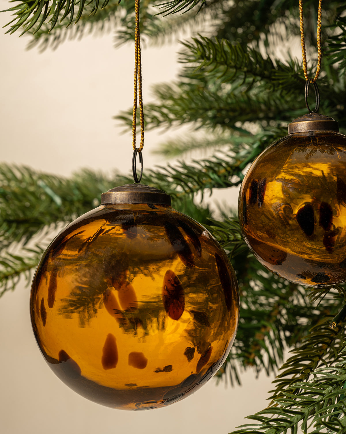 Tortoise Glass Baubles (Set of 4)