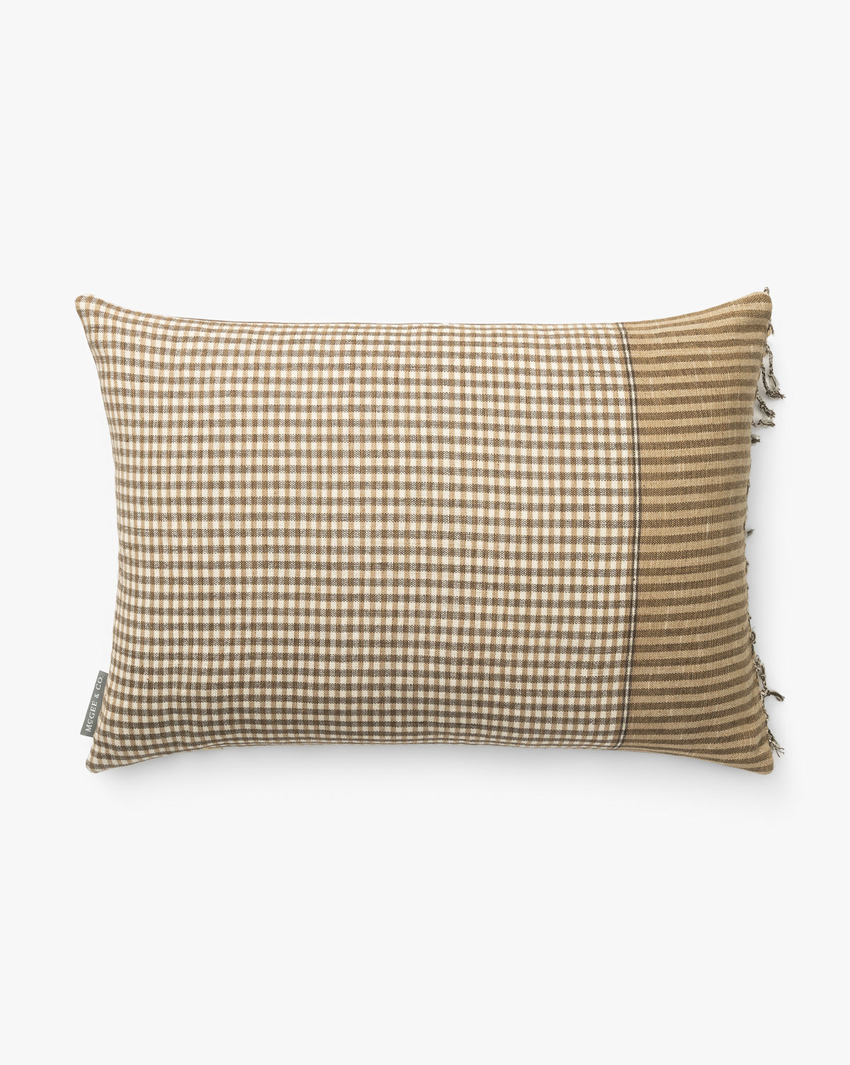 Vintage Brown Plaid with Tassels No. 1 Pillow Cover