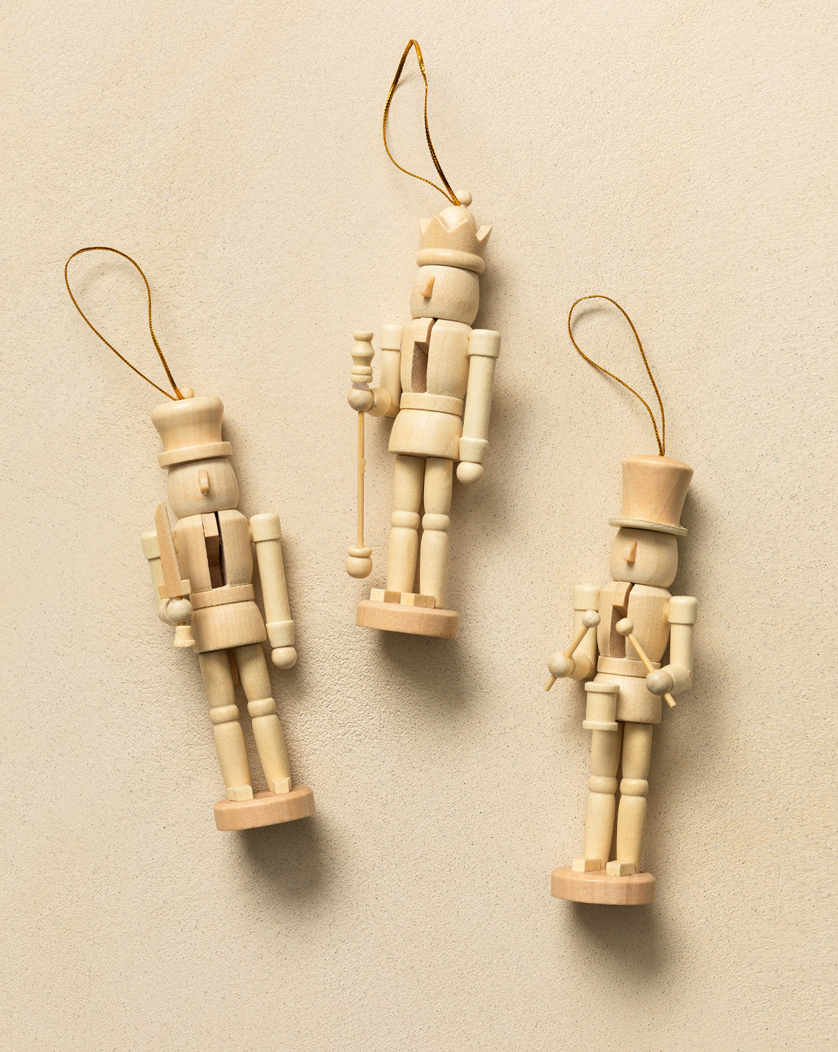 Wooden Nutcracker Ornaments (Set of 3)