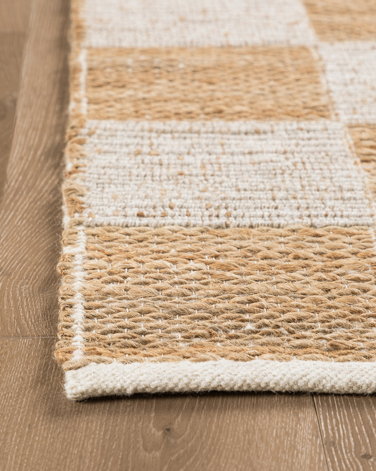 Wool & Jute Handwoven Checkered Rug