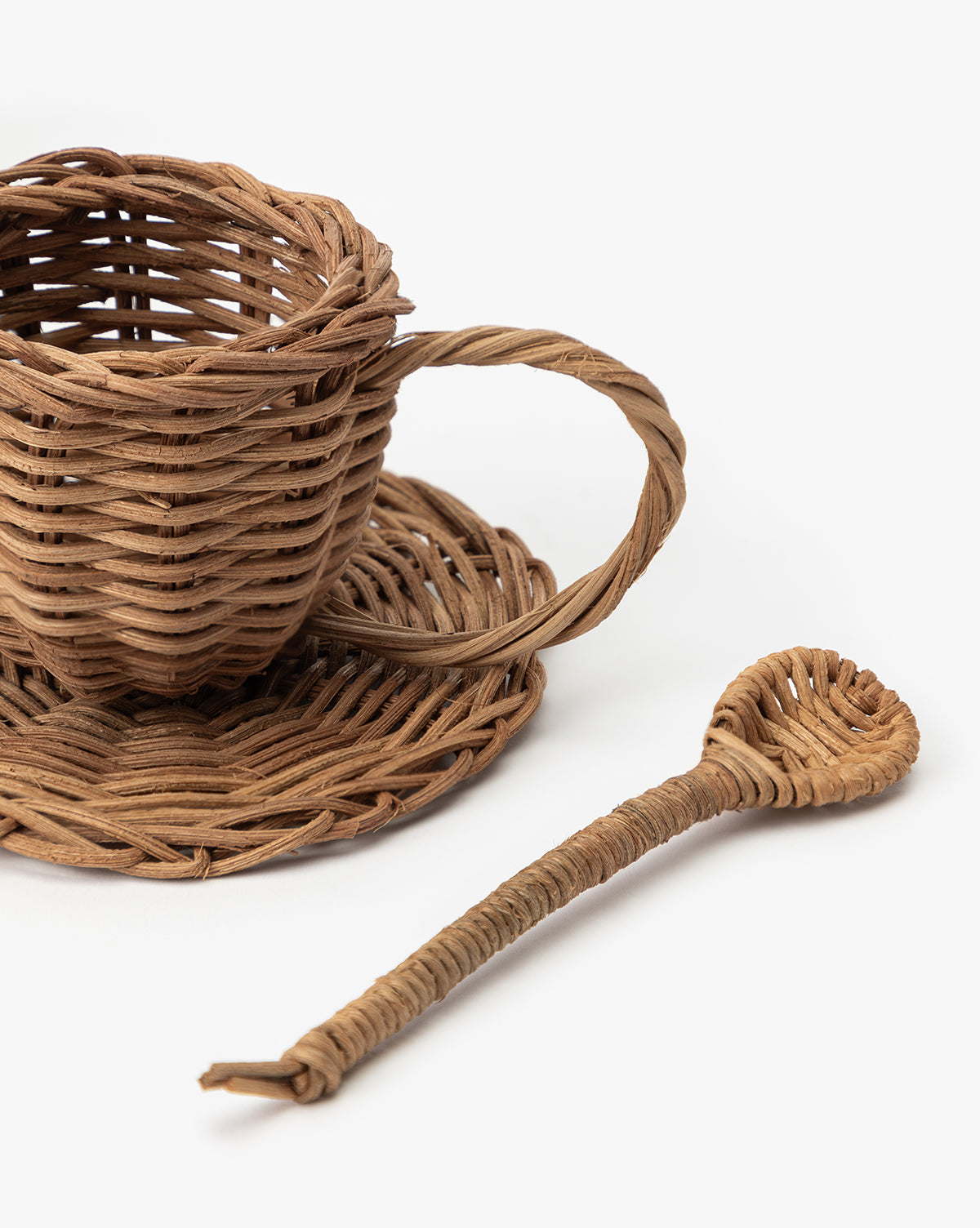 Woven Rattan Play Tea Set (Set of 7)