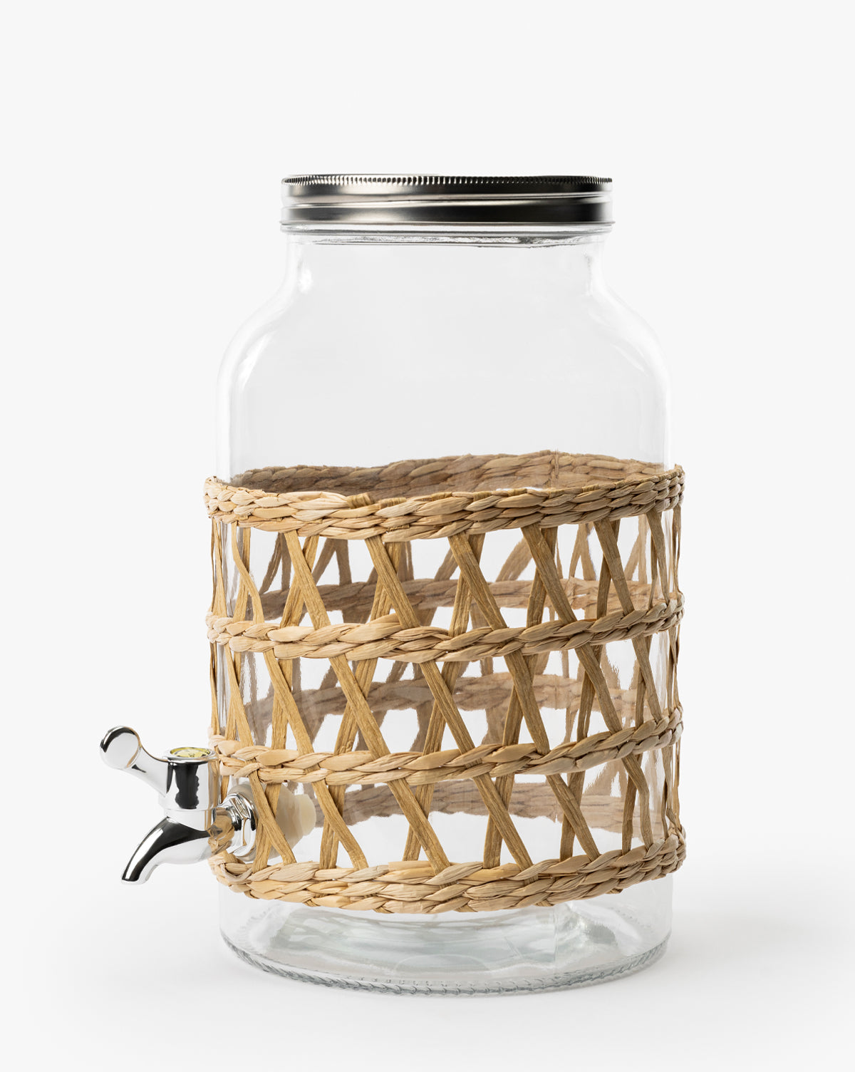 Glass Beverage Dispenser with Woven Sleeve