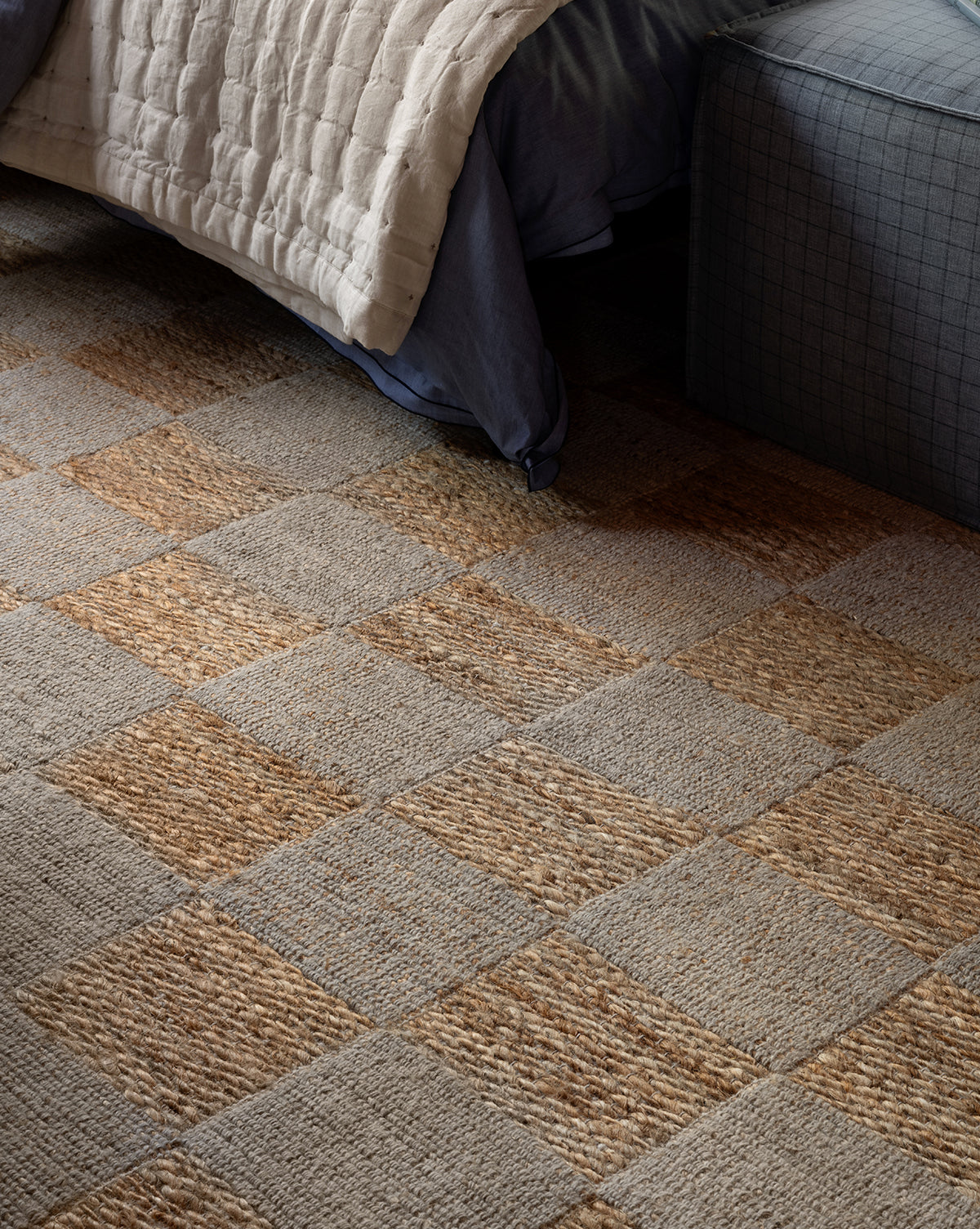 Wool & Jute Handwoven Checkered Rug