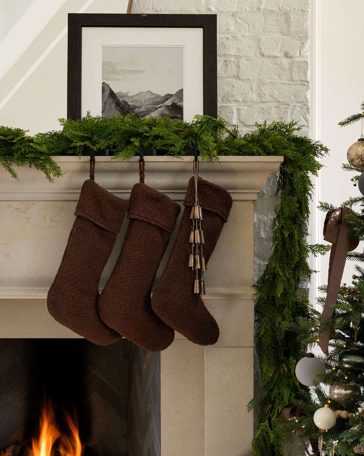 Cozy Knit Stocking in Deep Brown