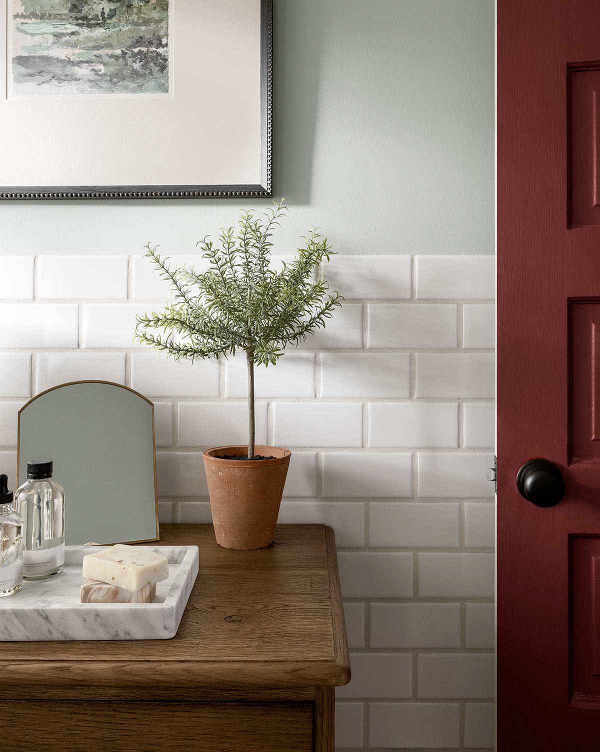 Potted Faux Rosemary Topiary