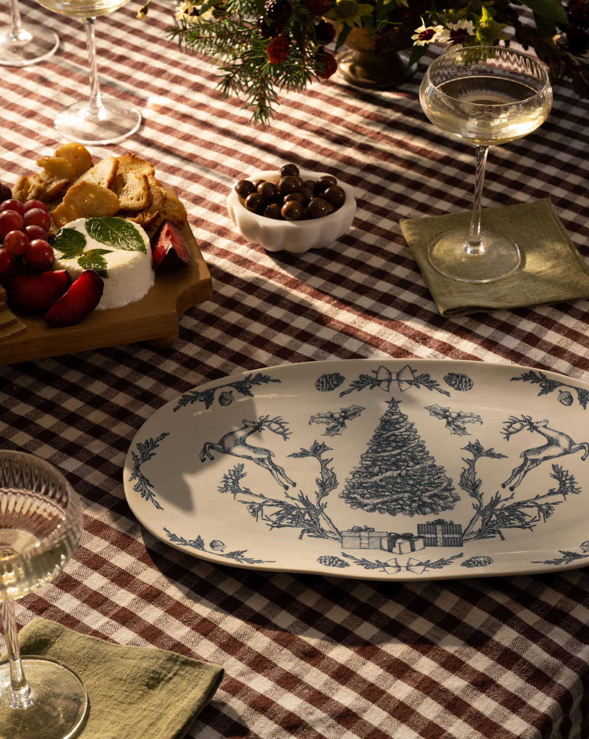 Holiday Oval Stoneware Platter