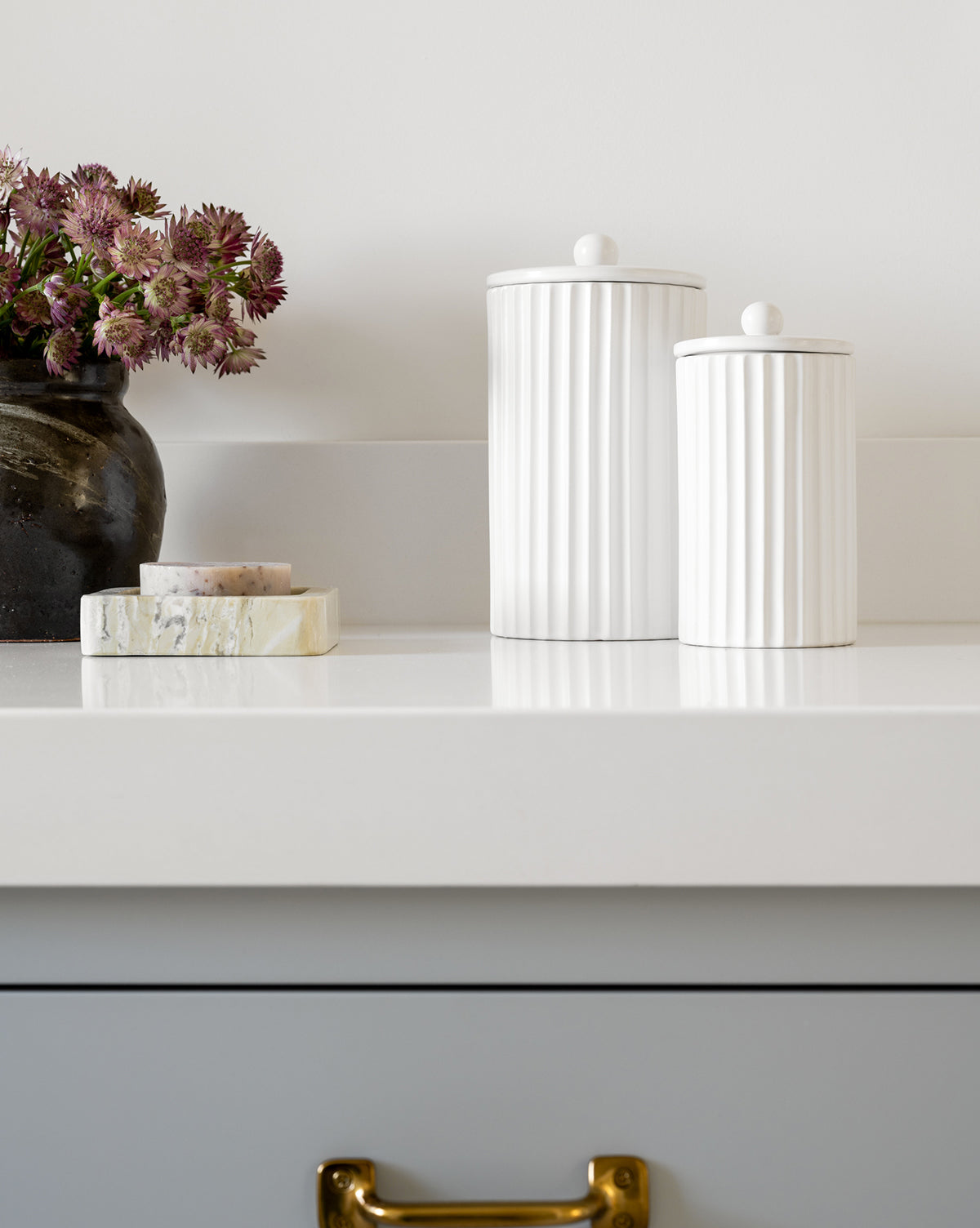 Fluted Lidded Bathroom Canister