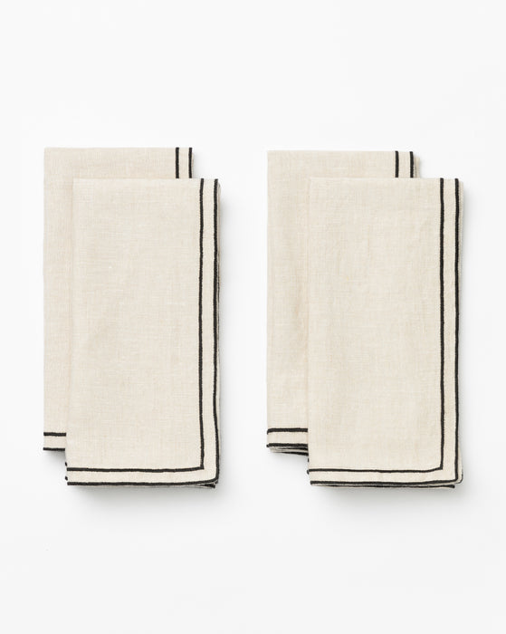 Set of 4 border cotton & linen table napkins La Redoute Interieurs