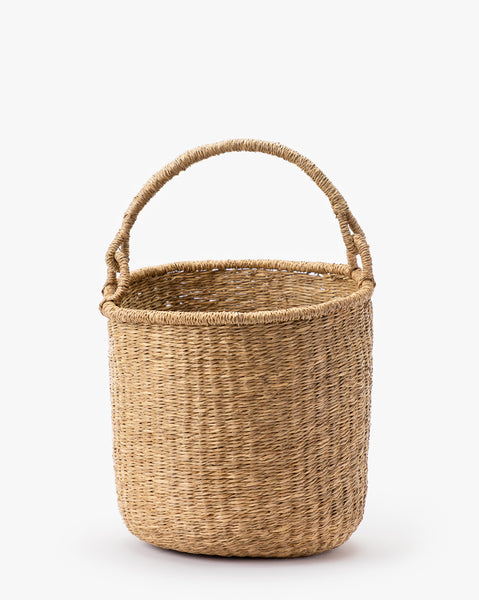 Woven Flat Bottom Basket w/ Handles