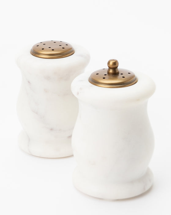 Marble & Brass Salt & Pepper Shaker Set