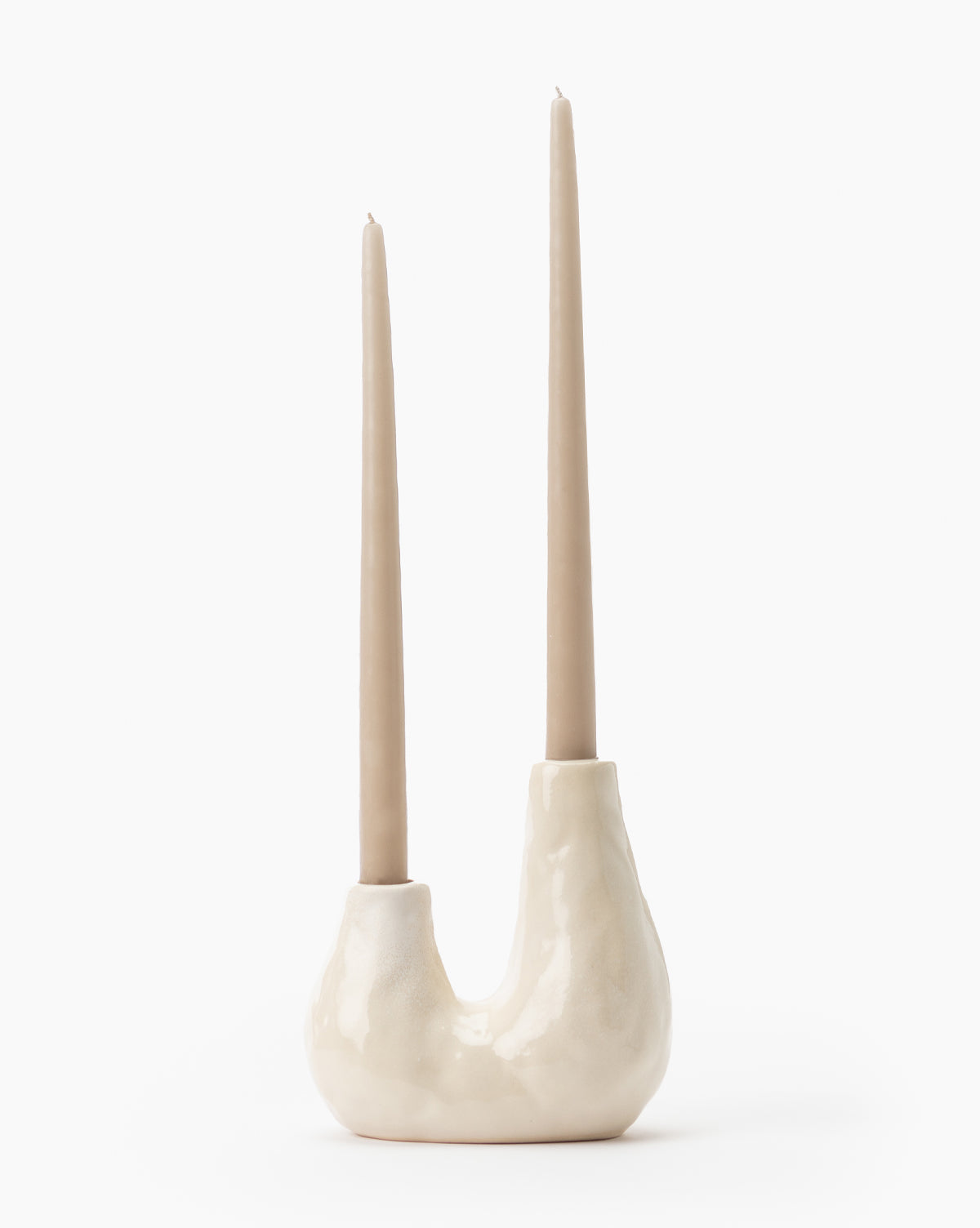 White Ceramic Duo Candle Holder