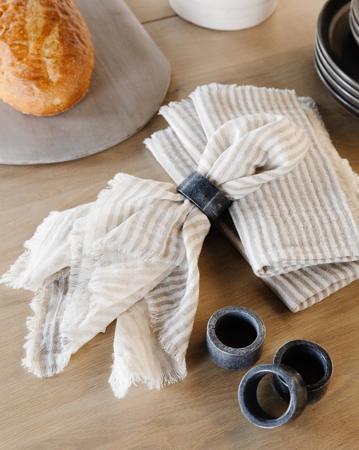 Striped Fringe Napkins (Set of 4)